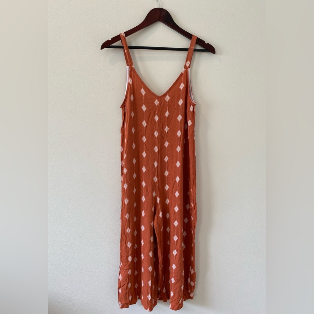Jules Vault Jumpsuit Small Printed Wide Leg Cropped 100% Rayon Made In US